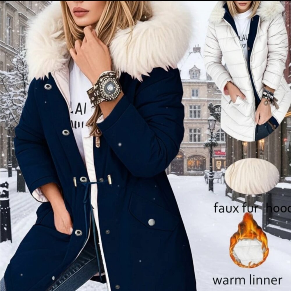 Versatile Reversible Faux Fur Parka - Picture 2 of 2